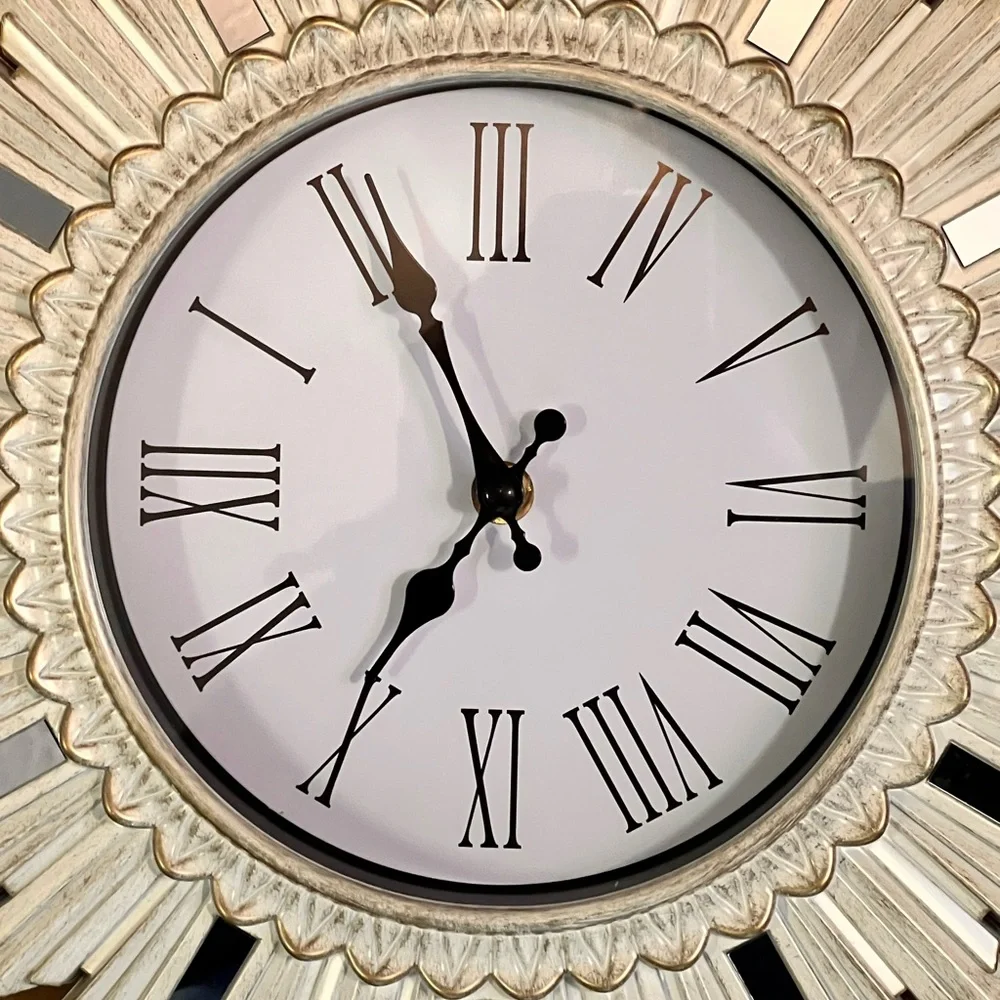 Elegant Cream and Silver Wall Clock